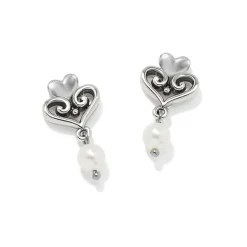 Brighton Alcazar Amor Pearl Post Drop Earrings Silver-Pearl Hot