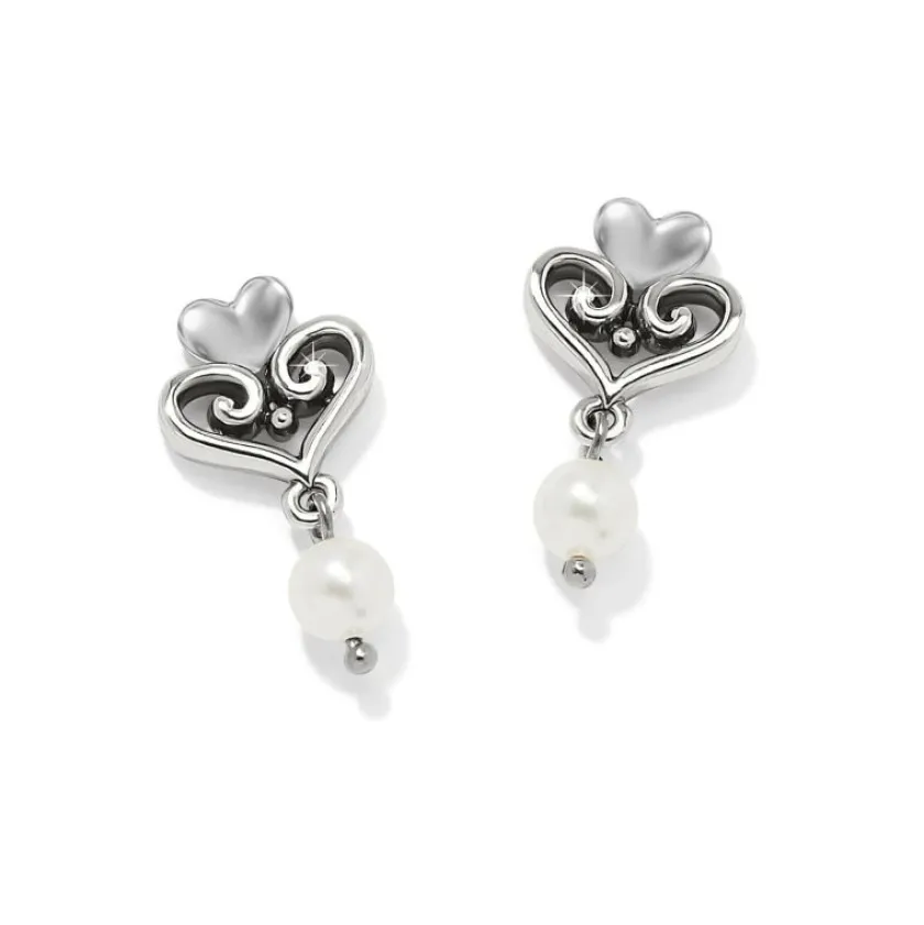 Brighton Alcazar Amor Pearl Post Drop Earrings Silver-Pearl Hot