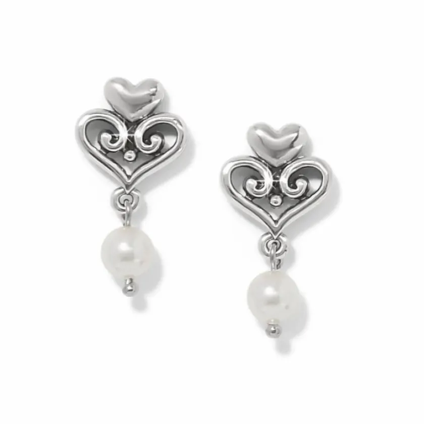 Brighton Alcazar Amor Pearl Post Drop Earrings Silver-Pearl Hot