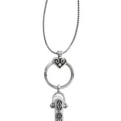 Brighton Alcazar Charm Badge Clip Necklace Silver Hot