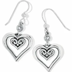 Brighton Alcazar Duet Heart French Wire Earrings Silver Outlet