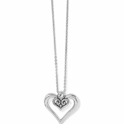 Brighton Alcazar Duet Heart Necklace Silver Clearance