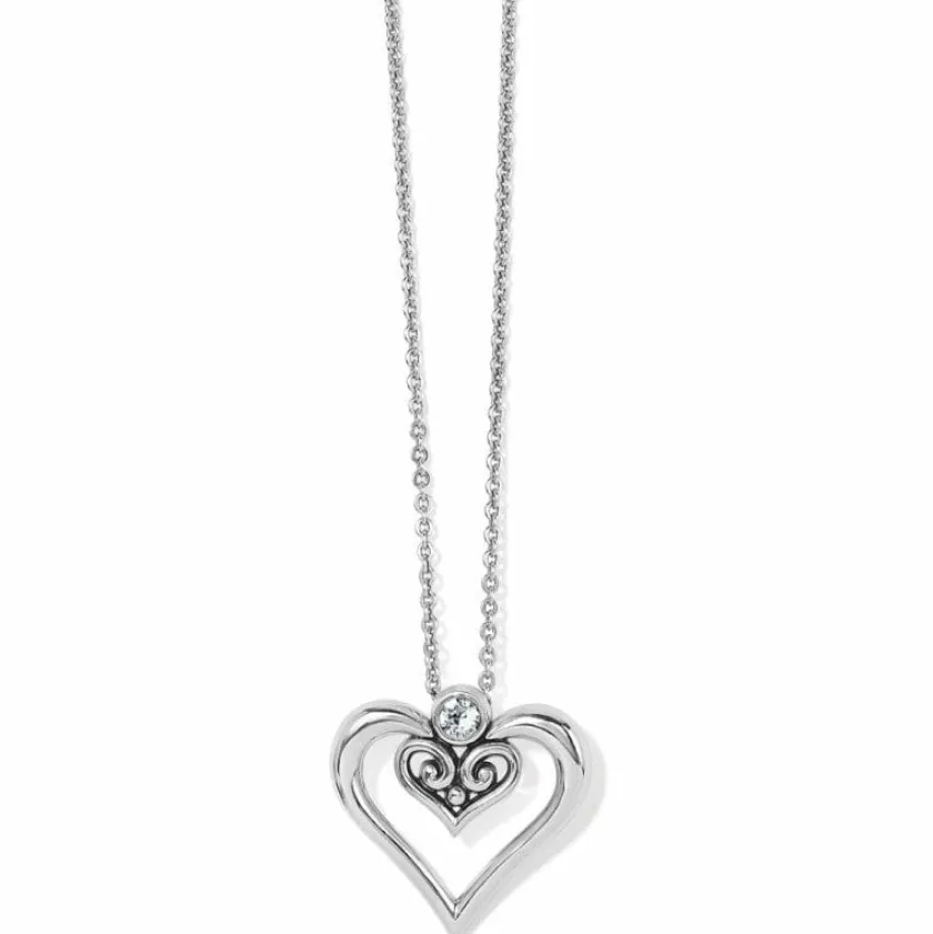 Brighton Alcazar Duet Heart Necklace Silver Clearance
