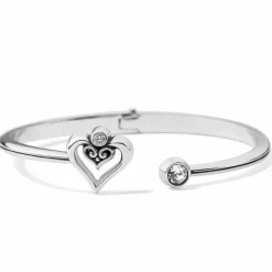 Brighton Alcazar Duet Heart Open Hinged Bangle Silver Best