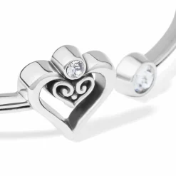 Brighton Alcazar Duet Heart Open Hinged Bangle Silver Best