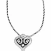 Brighton Alcazar Heart Badge Clip Necklace Silver Discount