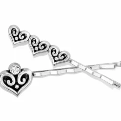 Brighton Alcazar Heart Bobby Pin Set Silver New