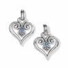 Brighton Alcazar Heart Glint Post Drop Earrings Silver-LightSapphire Online