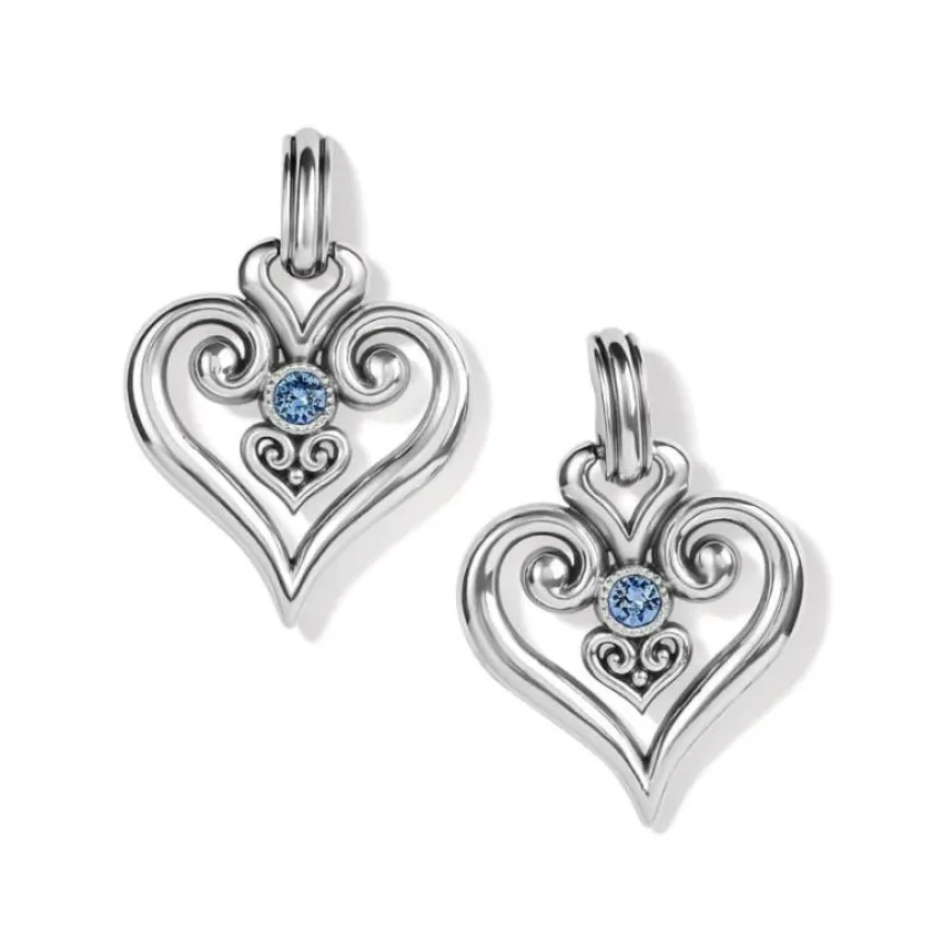 Brighton Alcazar Heart Glint Post Drop Earrings Silver-LightSapphire Online