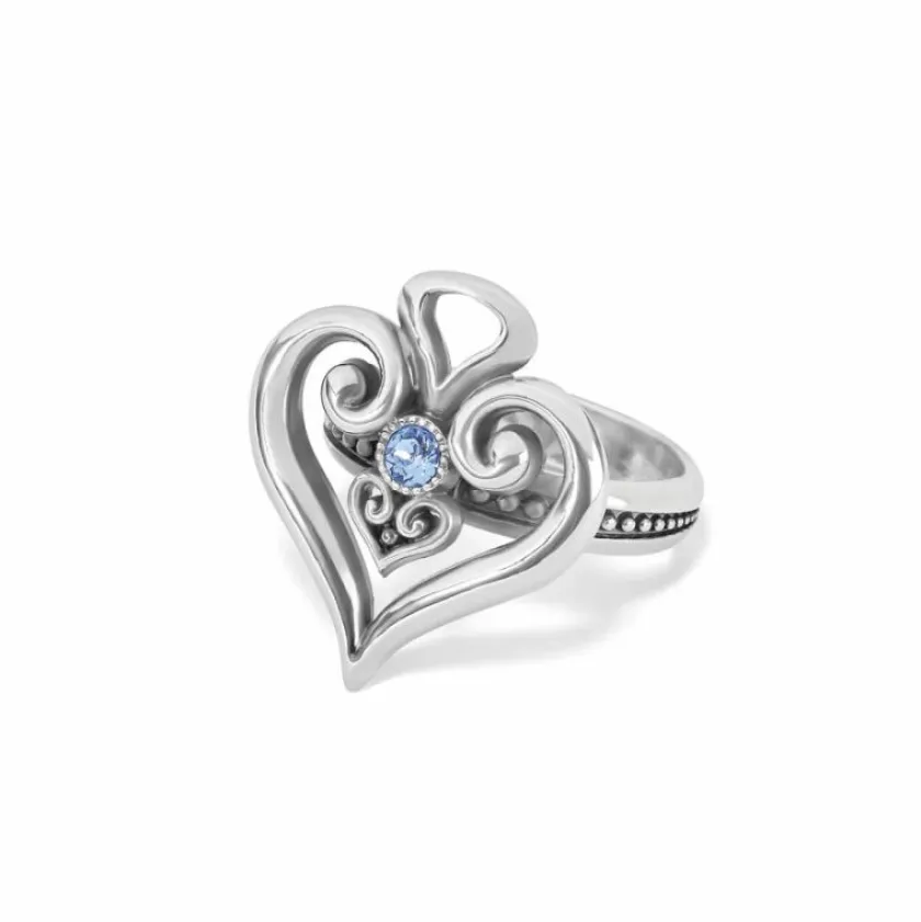 Brighton Alcazar Heart Glint Ring Silver-LightSapphire Sale