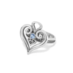 Brighton Alcazar Heart Glint Ring Silver-LightSapphire Sale