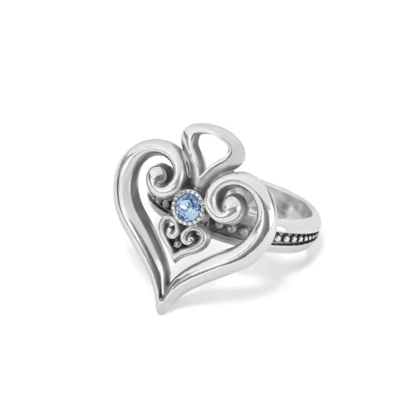 Brighton Alcazar Heart Glint Ring Silver-LightSapphire Sale