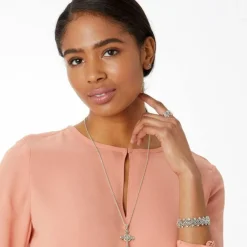 Brighton Alcazar Heart Small Cross Necklace Silver Online