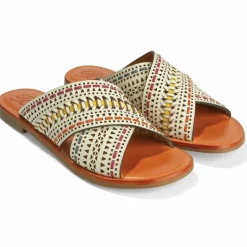 Brighton Amanda Flat Sandals White-Multi Sale
