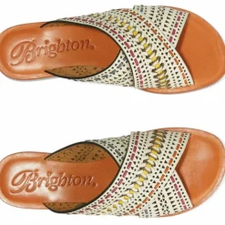 Brighton Amanda Flat Sandals White-Multi Sale
