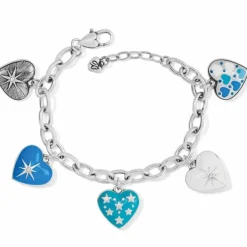 Brighton Amore Shades Hearts Charm Bracelet Silver-Blues Sale