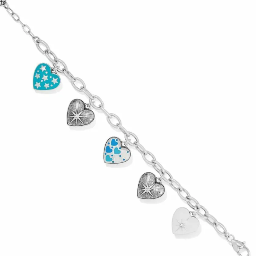 Brighton Amore Shades Hearts Charm Bracelet Silver-Blues Sale