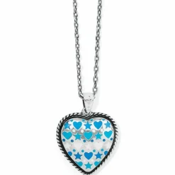 Brighton Amore Shades Multi Hearts Necklace Silver-Blue Outlet