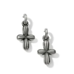 Brighton Amphora Cross Post Hoop Earrings Silver Hot