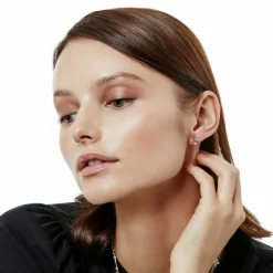 Brighton Amphora Cross Post Hoop Earrings Silver Hot