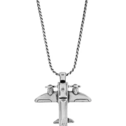 Brighton Aviator Badge Clip Necklace Silver Outlet