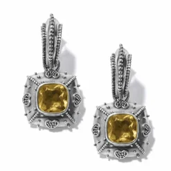 Brighton Bali Citrine Java Hinged Hoop Earrings Silver-Citrine Clearance