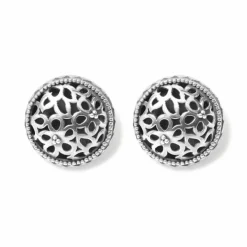 Brighton Bali Lacy Daisy Clip Earrings Silver Discount