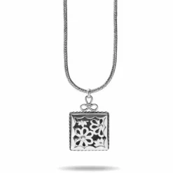 Brighton Bali Lacy Daisy Square Pendant Necklace Silver Clearance