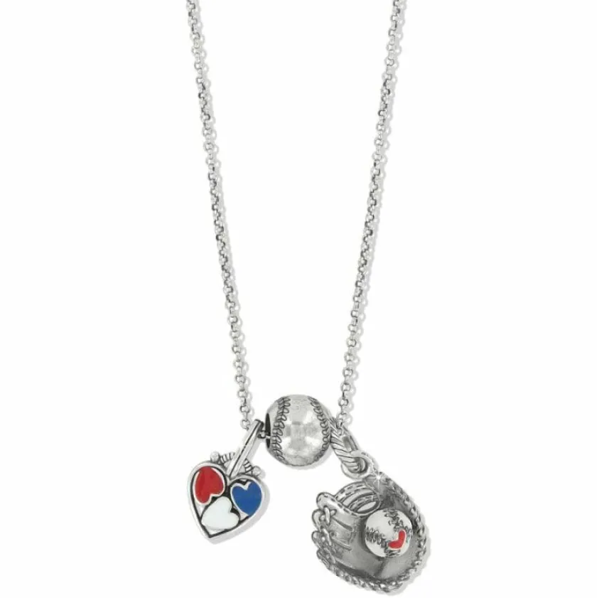 Brighton Baseball Charm Necklace Red-White-Blue New