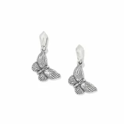Brighton Bloom Butterfly Petite Post Drop Earrings Silver Fashion