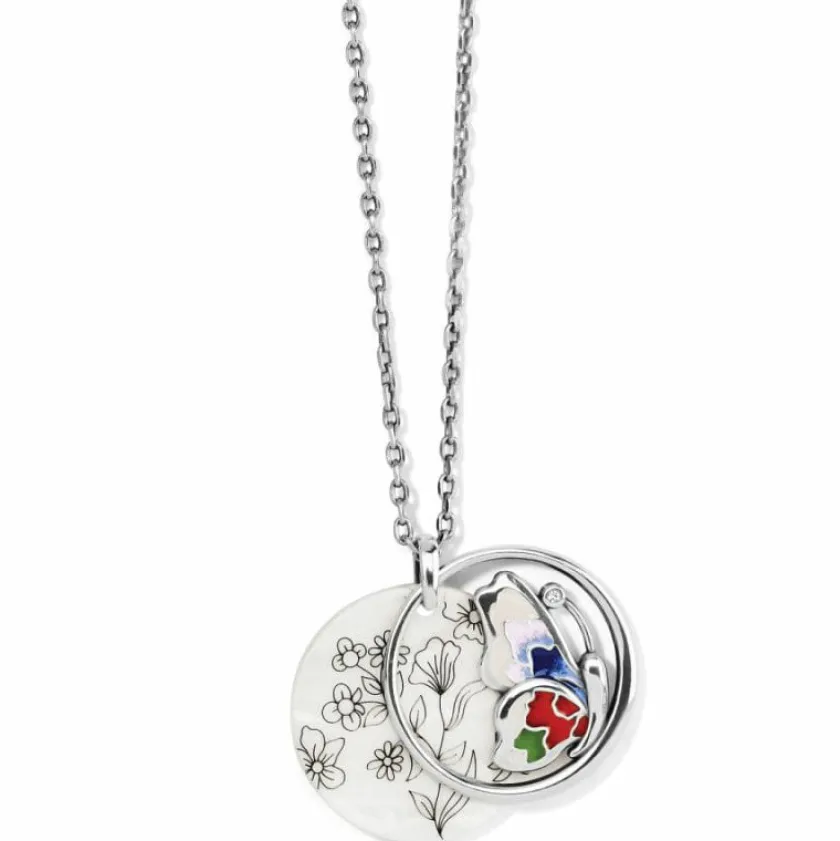 Brighton Blossom Hill Butterfly Shell Necklace Silver-Multi Hot