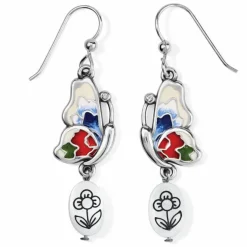 Brighton Blossom Hill Butterfly Shell French Wire Earrings Silver-Multi Clearance