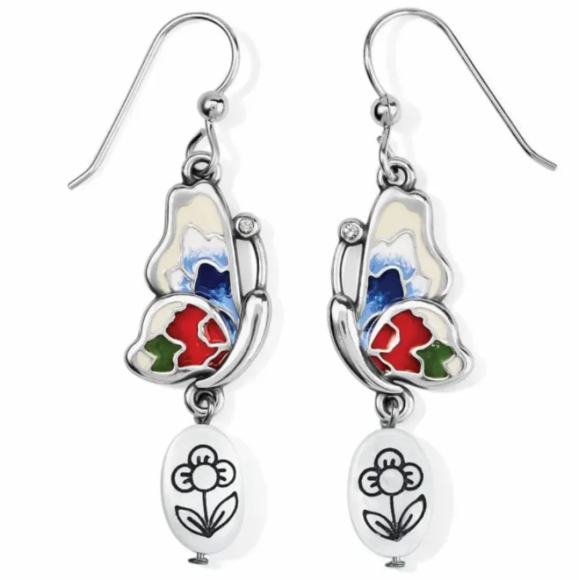Brighton Blossom Hill Butterfly Shell French Wire Earrings Silver-Multi Clearance