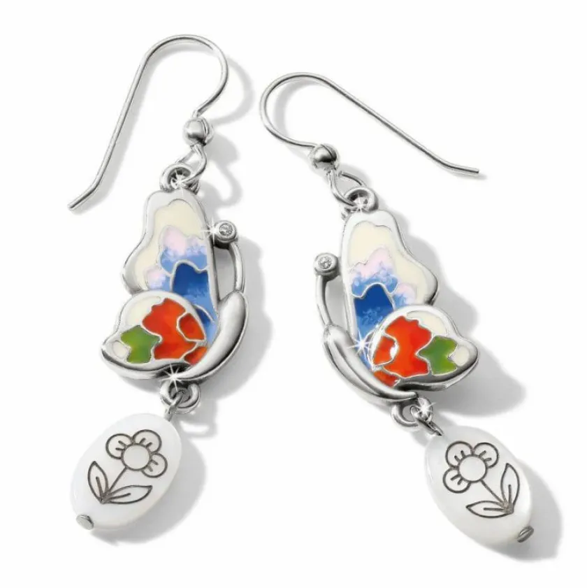 Brighton Blossom Hill Butterfly Shell French Wire Earrings Silver-Multi Clearance
