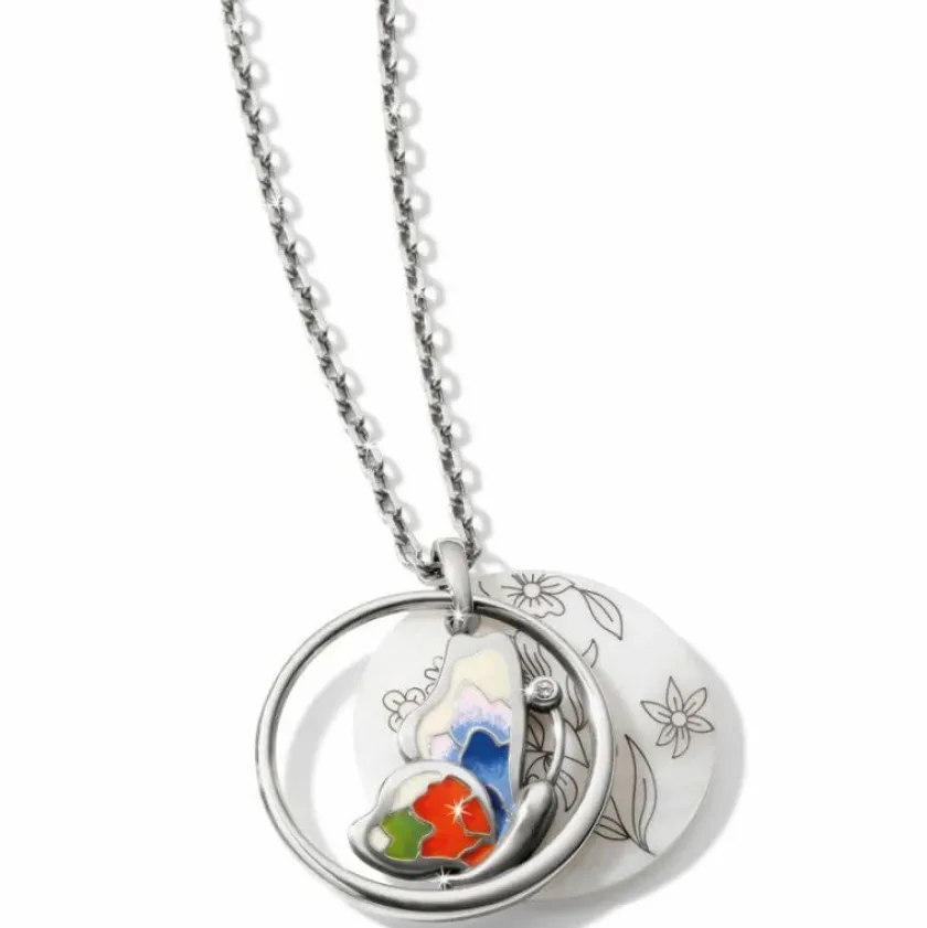 Brighton Blossom Hill Butterfly Shell Necklace Silver-Multi Hot