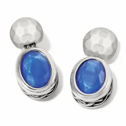 Brighton Blue Moon Post Drop Earrings Silver-Blue Fashion