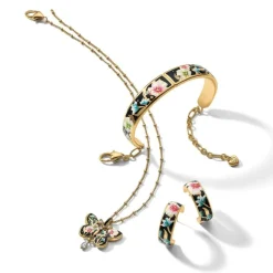 Brighton Botanique Butterfly Hoop Earrings Gold-Multi Fashion