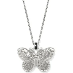 Brighton Botanique Butterfly Necklace Silver-Multi Clearance