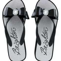 Brighton Bowie Wedge Flip Flops Black Discount