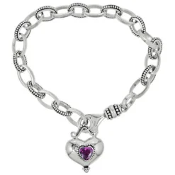 Brighton Buddha Alexandrite Heart Bracelet Silver-Purple Sale