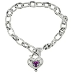 Brighton Buddha Alexandrite Heart Bracelet Silver-Purple Sale