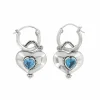 Brighton Buddha Aqua Heart Reversible Earrings Silver-Aqua Outlet