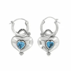Brighton Buddha Aqua Heart Reversible Earrings Silver-Aqua Outlet
