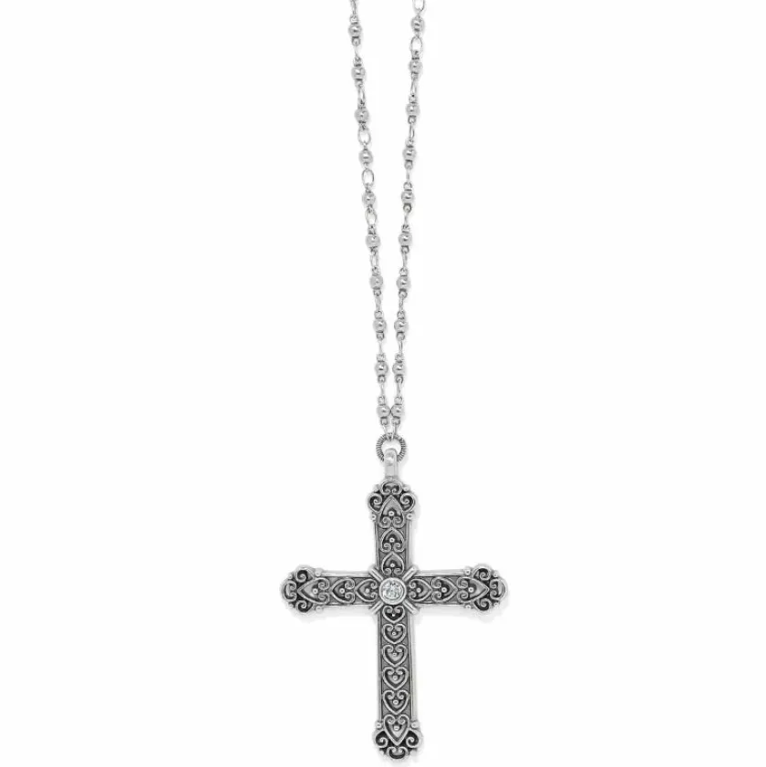 Brighton Byzantium Cross Necklace Silver Discount