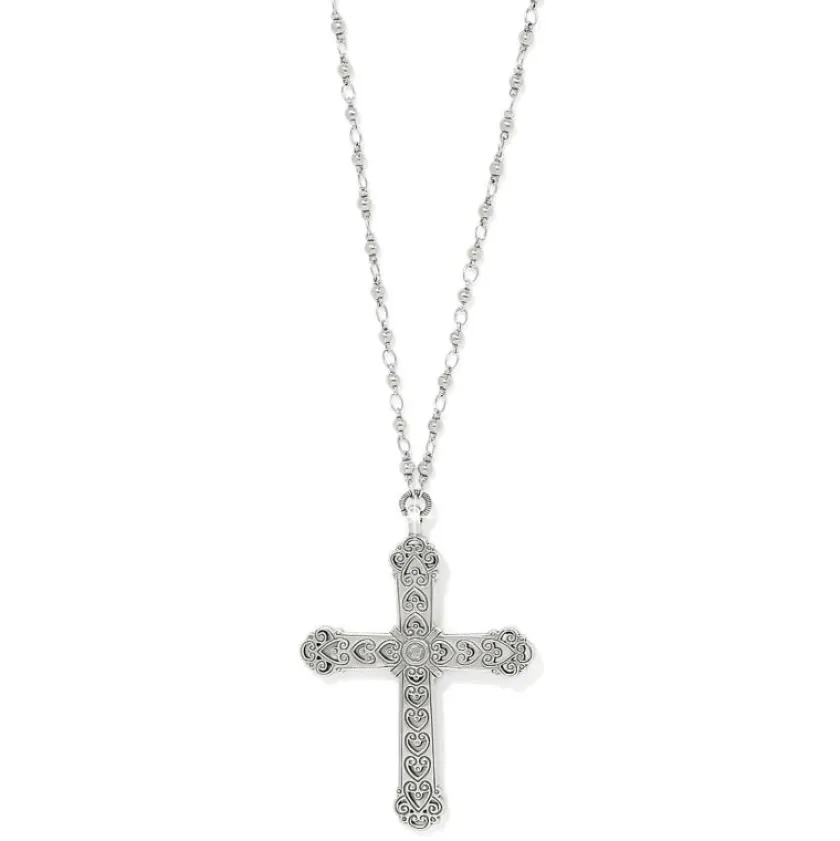Brighton Byzantium Cross Necklace Silver Discount