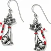 Brighton Candy Cane Cat Earrings Silver-Multi Fashion