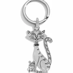 Brighton Candy Cane Cat Key Fob Silver-Multi Hot