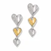 Brighton Cascade Heart Trio Post Drop Earrings Silver-Gold Fashion