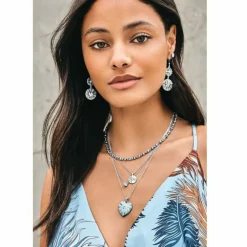 Brighton Celeste Double Drop French Wire Earrings Silver Fashion