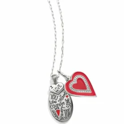 Brighton Cherish and Love Necklace Silver-Red Hot